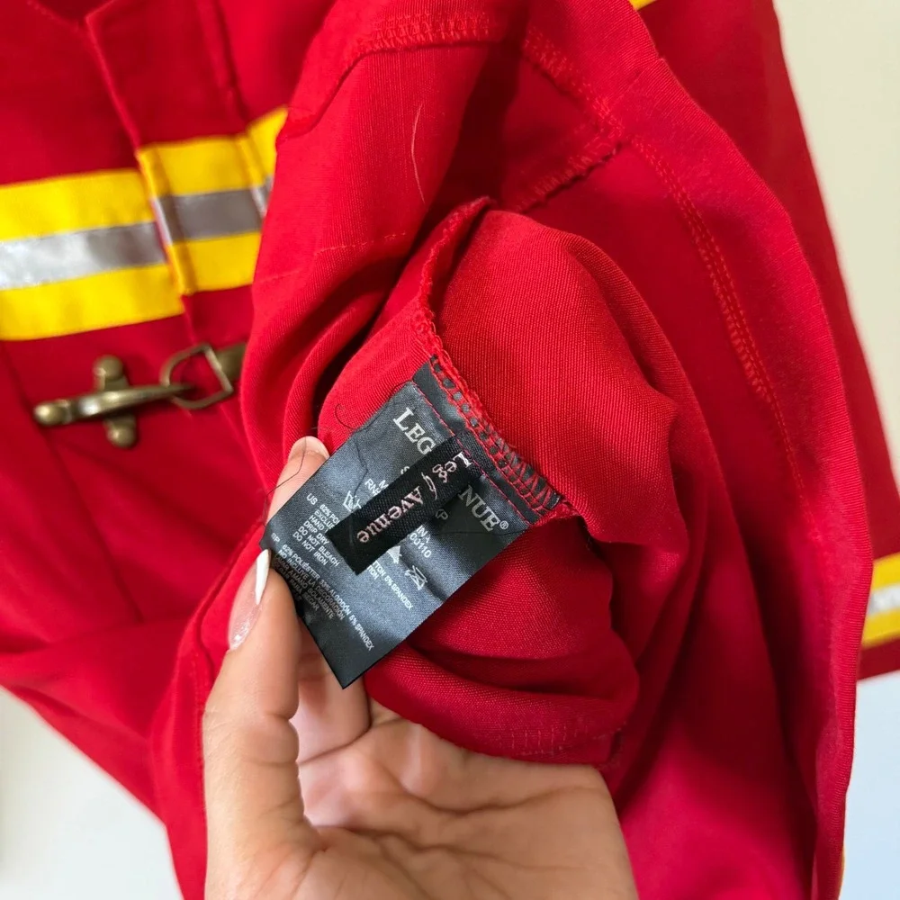 Leg Avenue Red Firefighter Costume Dress XS/S Reflective Fire Dept Patch - Picture 3 of 8